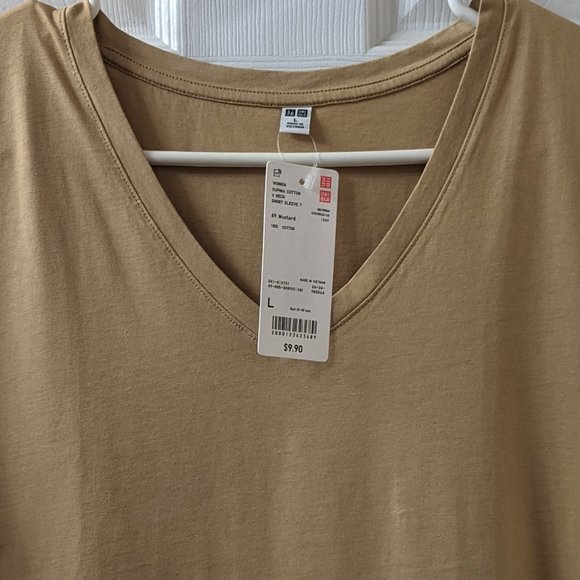 Uniqlo Tops - Uniqlo Women's V-neck T-shirt Mustard